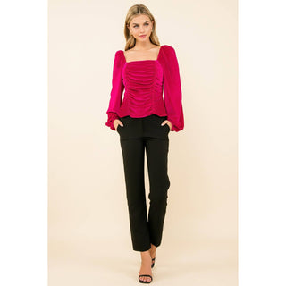Lilla Velvet Ruched Top