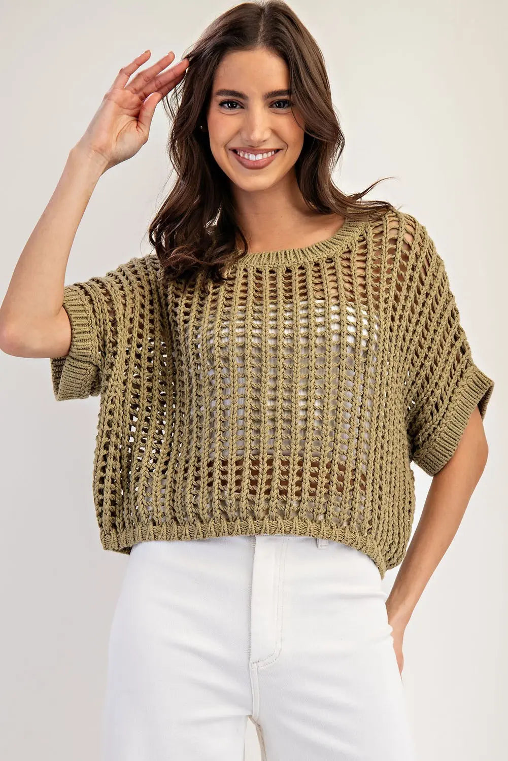 Marin Olive Open Knit Sweater