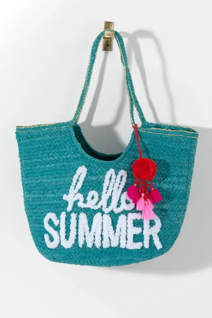 HELLO SUMMER TOTE :TURQUOISE