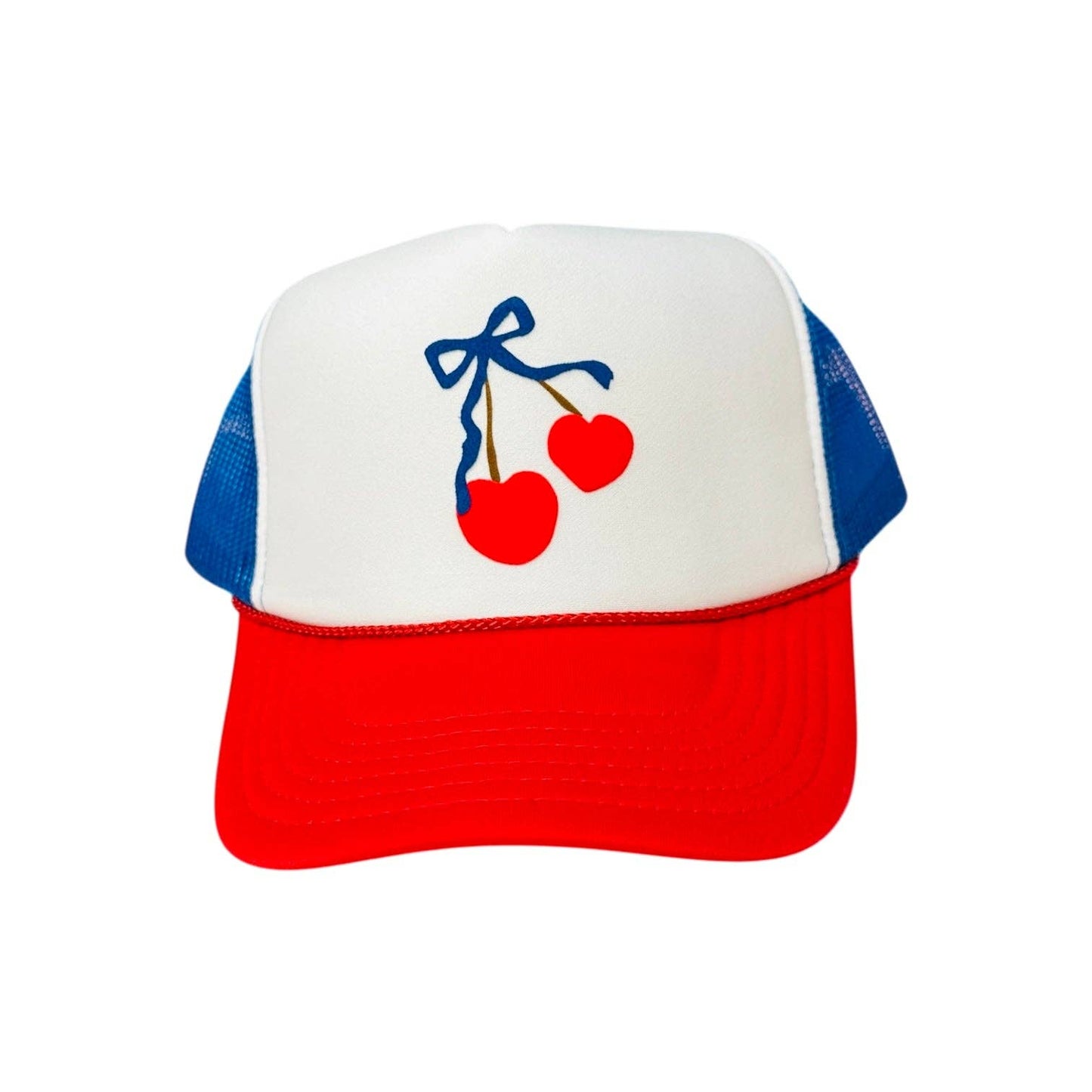 Cherries Trucker Hat- Red/White/Blue