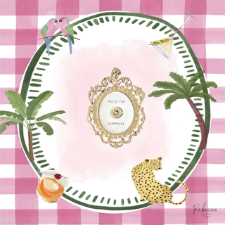 Rebecca Illustrated Pink Gingham Mahjong Mat (Preorder)