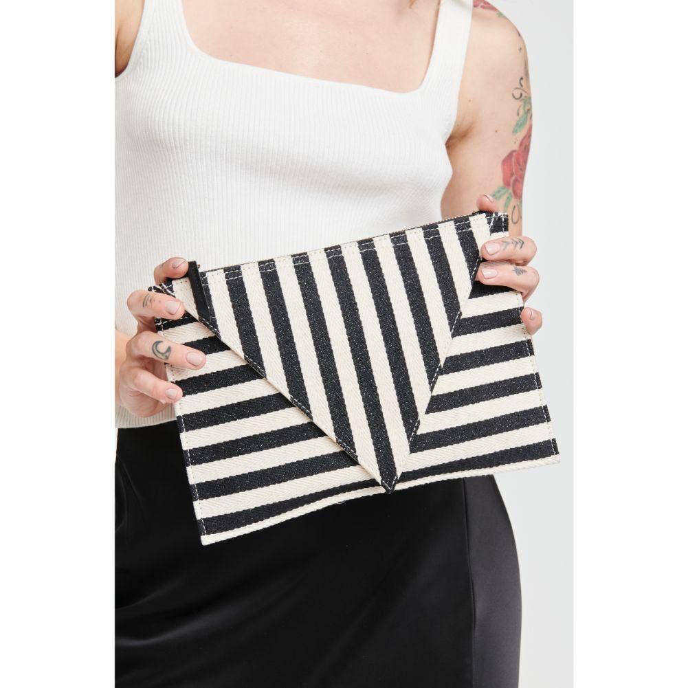 Barcelona Striped Fabric Crossbody: Black