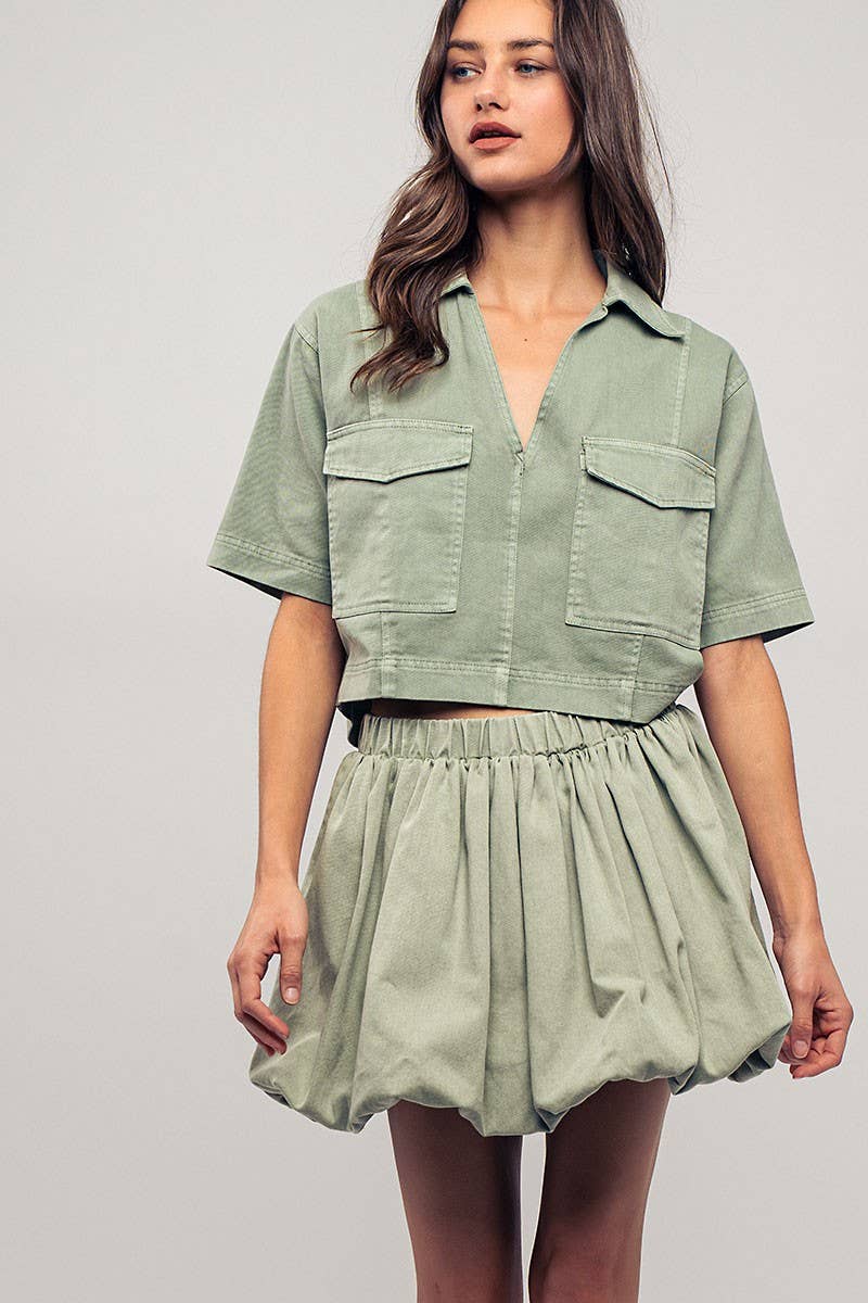 Pastel Collared Camp Shirt : ICE BLUE