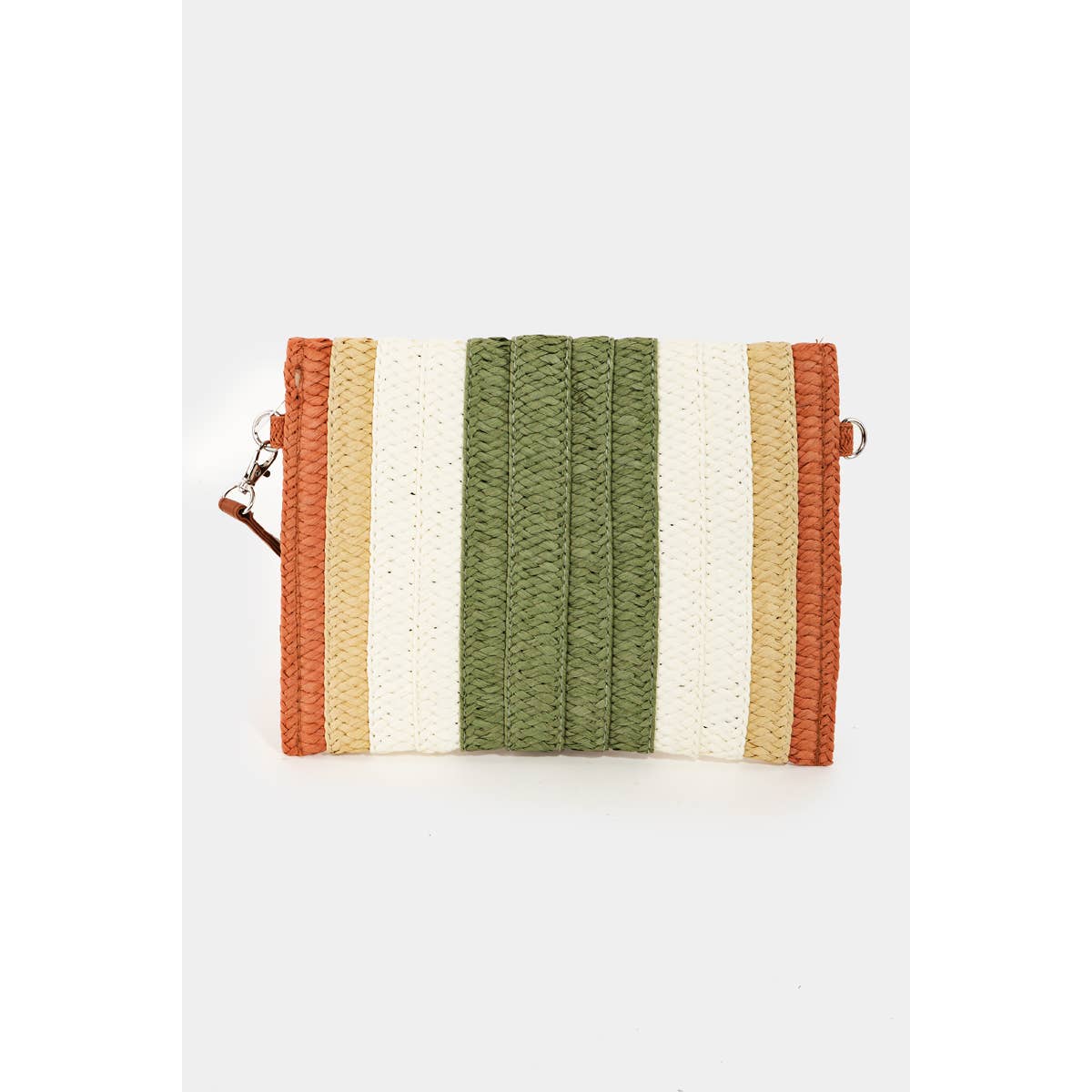 Rainbow Straw Braid Envelope Bag: Olive