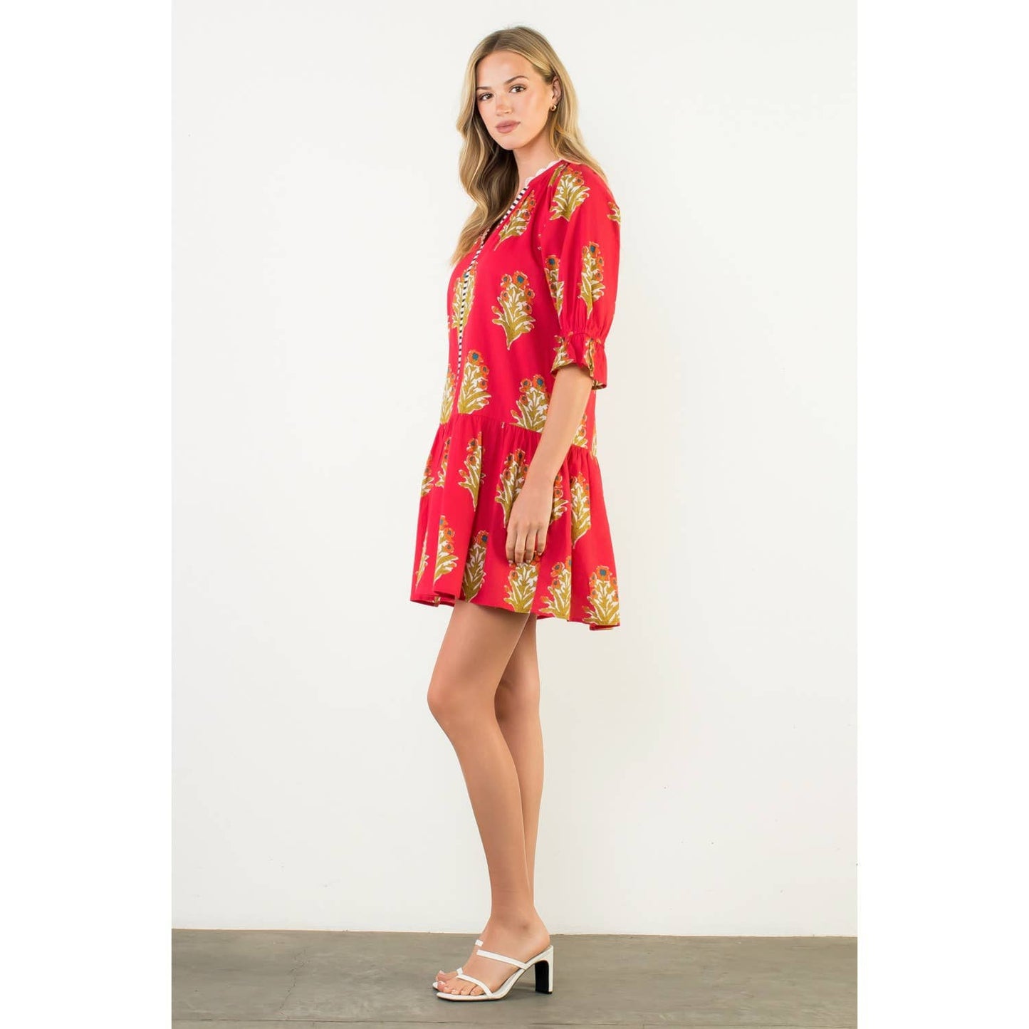 Ayla Floral Detailed V-Neck Dress