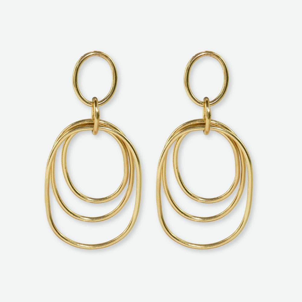 Aubrey Round Geometric Door Knocker Earrings Brass Wholesale
