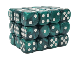 Old School 36ct 12mm D6 Dice Set: Pearl Drop - Forest Green
