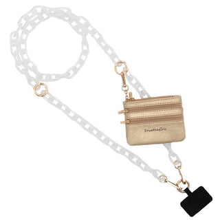 Clip & Go Crossbody Ice Chain Phone Accessory : Rainbow - Pink Pouch