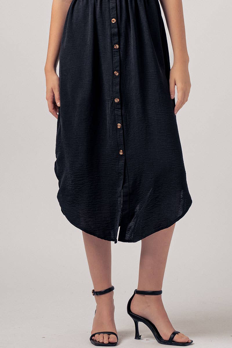 Stationary Icon Midi Shirt Dress: BLACK / S-2/M-2/L-2