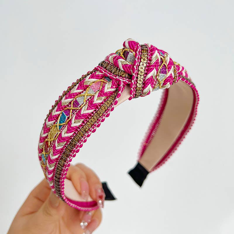 Boho Embellished Woven Knot Headband