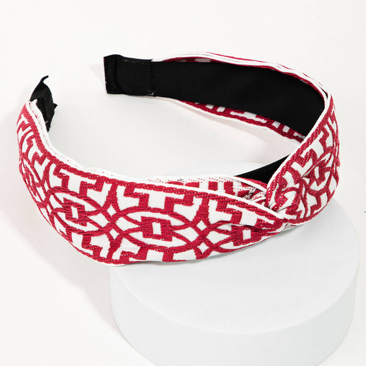 Geometric Print Headband: Red