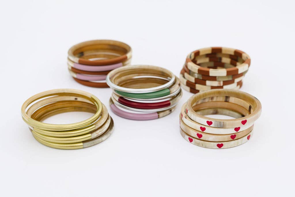 Blushed Matte Horn Bangle Set