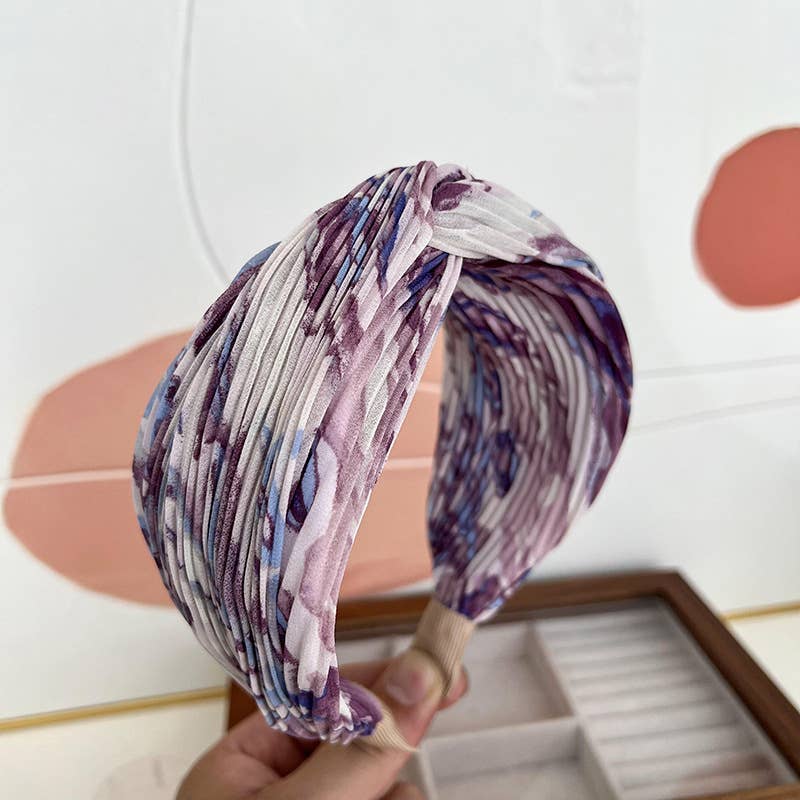 Pleated Watercolor Twist Headband