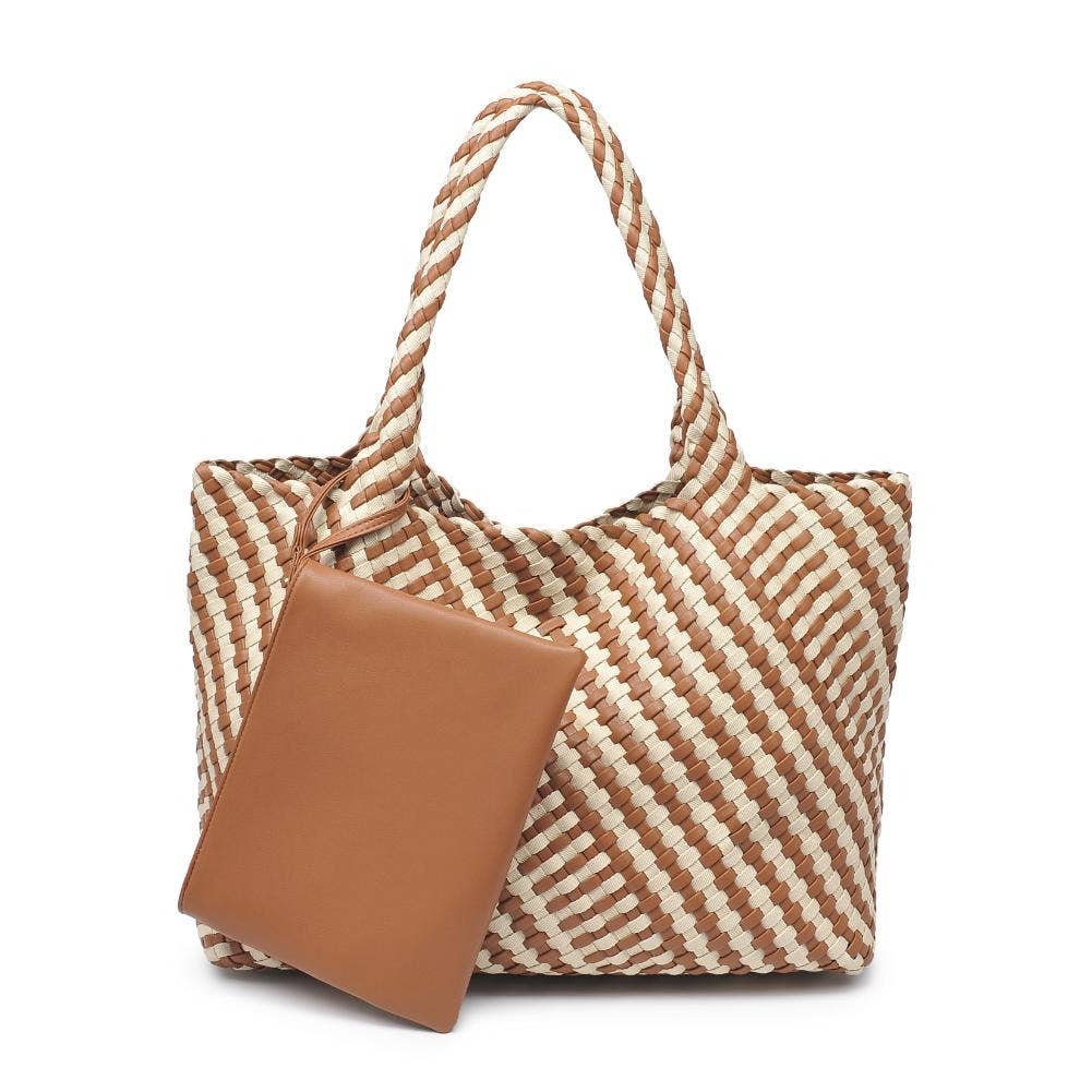 Solana Woven Tote: Black Ivory