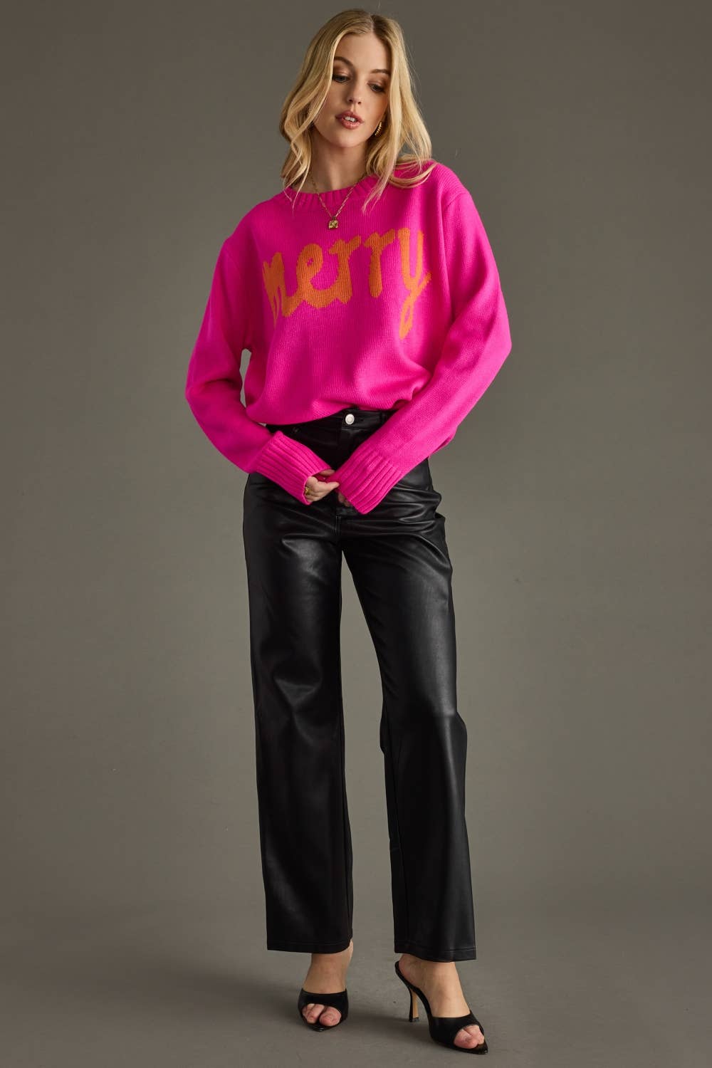 Bright Pink Merry Sweater