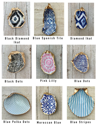 Decoupage Dice Dish- Black Dots Scallop