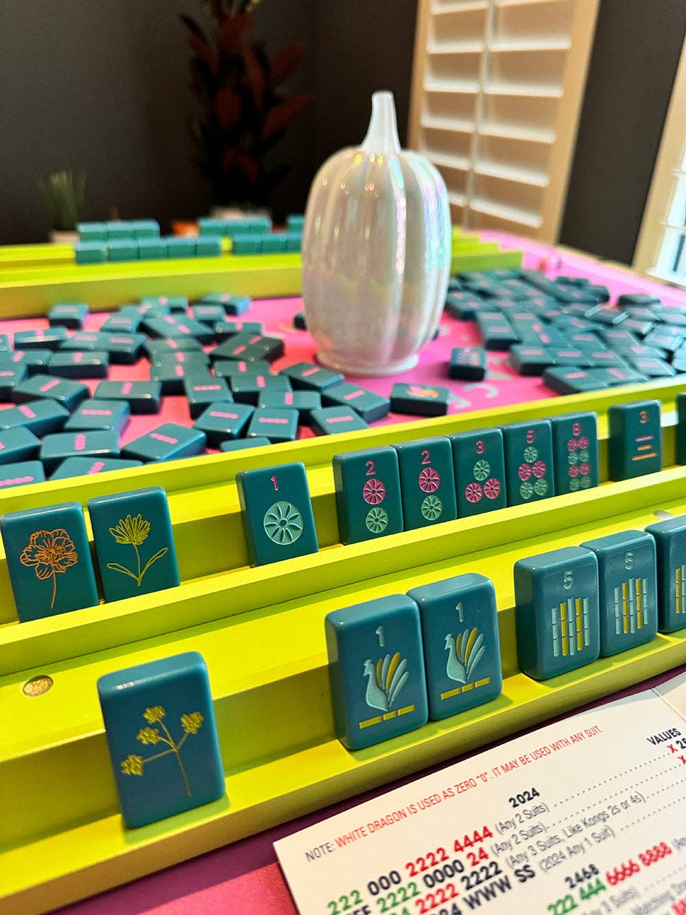 Mahjong Racks & Pushers (Set of 4): Pink