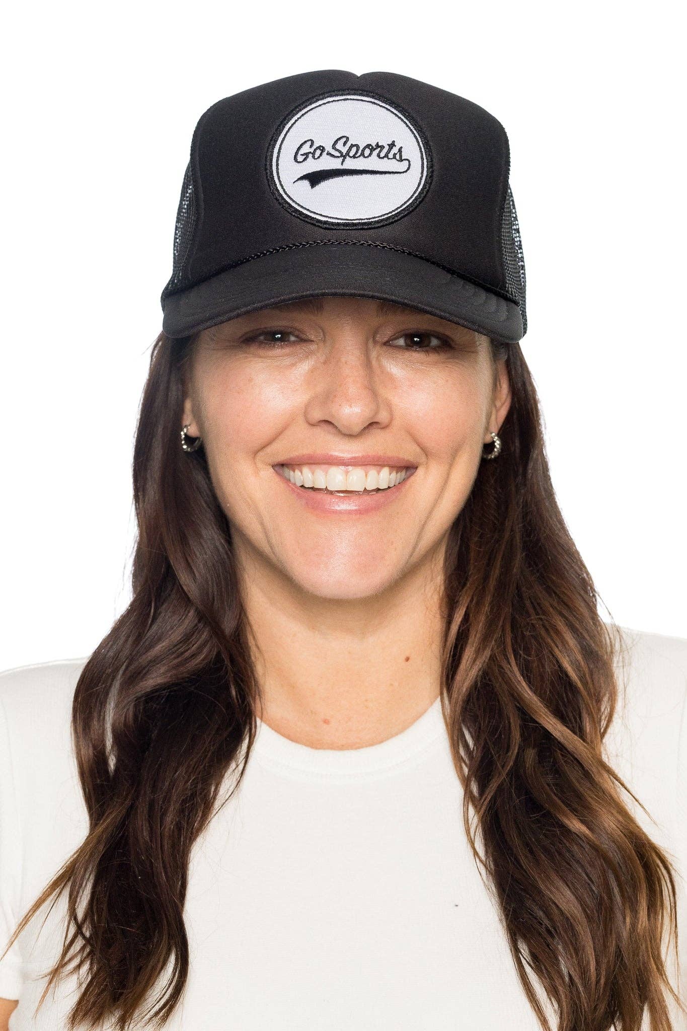 Go Sports Trucker Hat in Black: Black