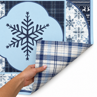 Snowflake Reindeer Lodge Double-Sided Leatherette Mahj Mat