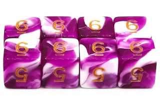 D6 8-Piece Dice Set - Vorpal - Purple & White w/ Gold
