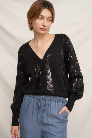 Veronica Sequin Striped Sweater Cardigan