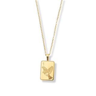 Mahjong Necklace, One Bam Bird Engraved Sparrow