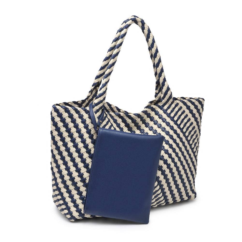 Solana Woven Tote: Black Ivory