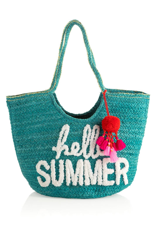 HELLO SUMMER TOTE :TURQUOISE