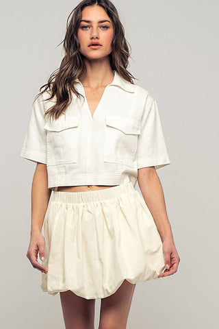 Pastel Collared Camp Shirt: CREAM
