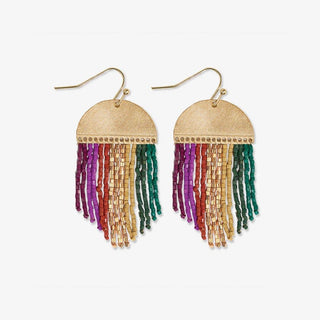 Claudia Multi-Striped Beaded Fringe Earrings