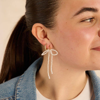 Pearl Bow Drop Earrings