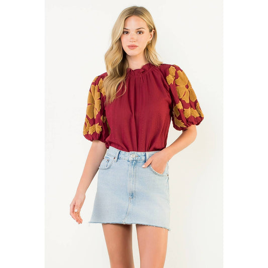 Wynnie Embroidered Puff Sleeve Top