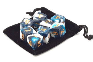 D6 8-Piece Dice Set - Vorpal - Dark Blue & White w/ Gold