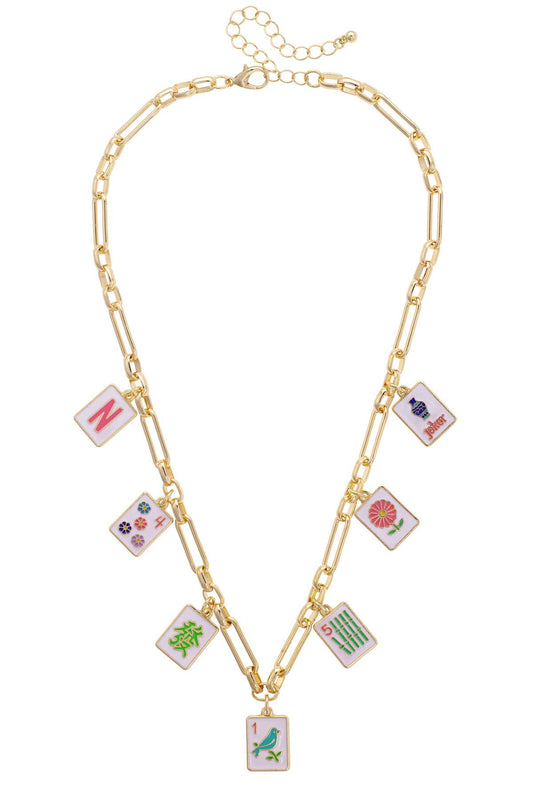 Going Mahjong! Enamel Charm Necklace