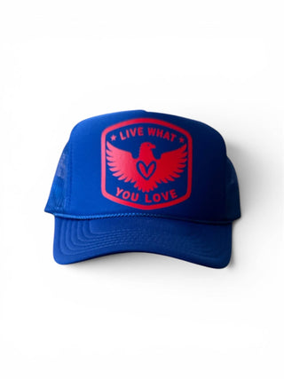 Heart of an Eagle Trucker: TAN - GOLD METALLIC