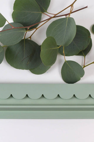 Eucalyptus Green Scalloped Wooden Mahjong Racks - 20 inches: Eucalyptus