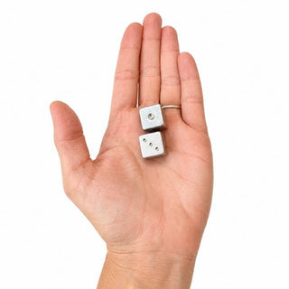 Gold and Silver Luxe Solid Metal Mahjong Dice Gift Ready: Silver