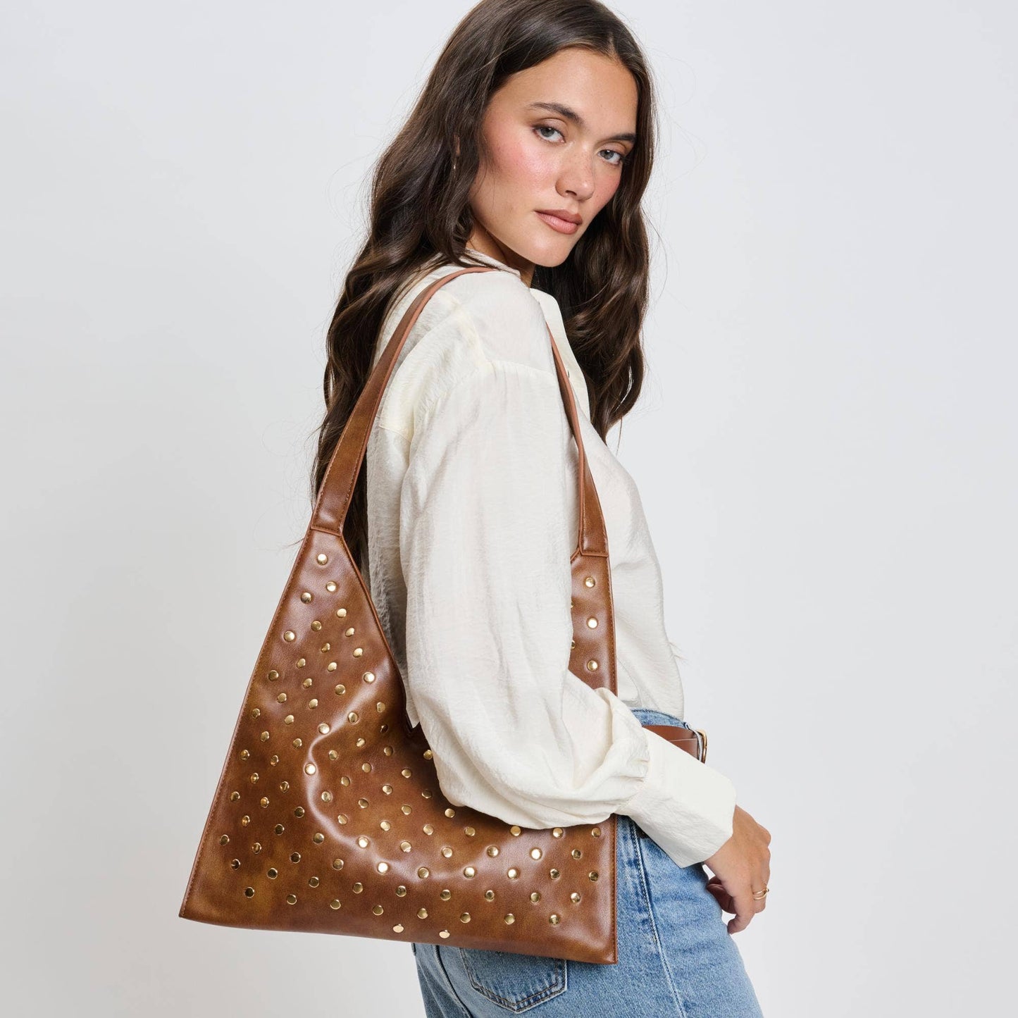 Tori Studded Hobo: Chocolate