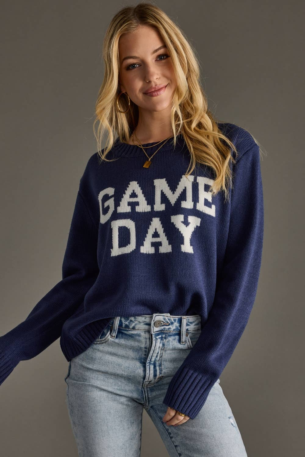 Game Day Sweater: Navy/White
