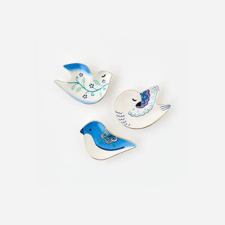 Blue and White Bird Ceramic Dish, 3 Assorted Designs