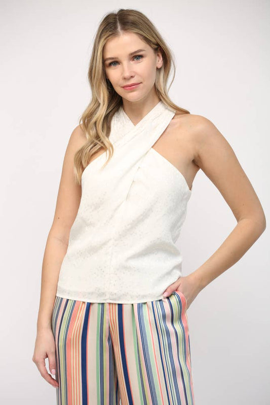 KENDALL TWISTED HALTER TOP