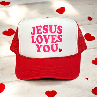 Jesus Loves You - White/Red Trucker