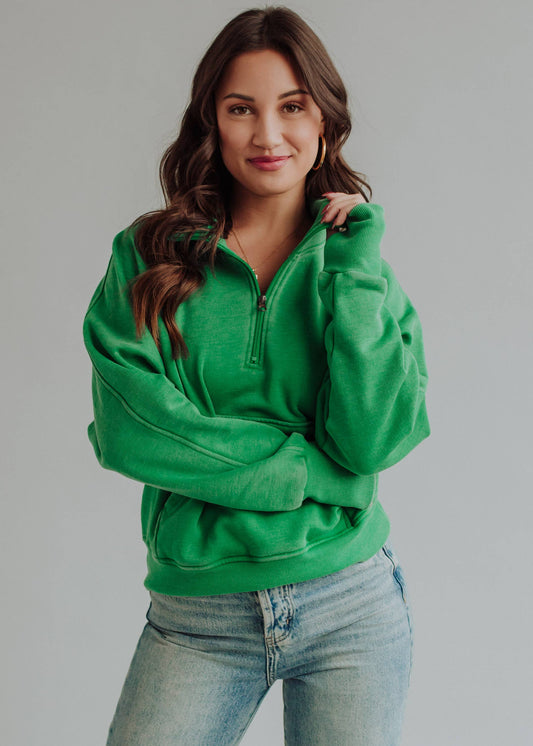 Green Quarter Zip Sweatshirt