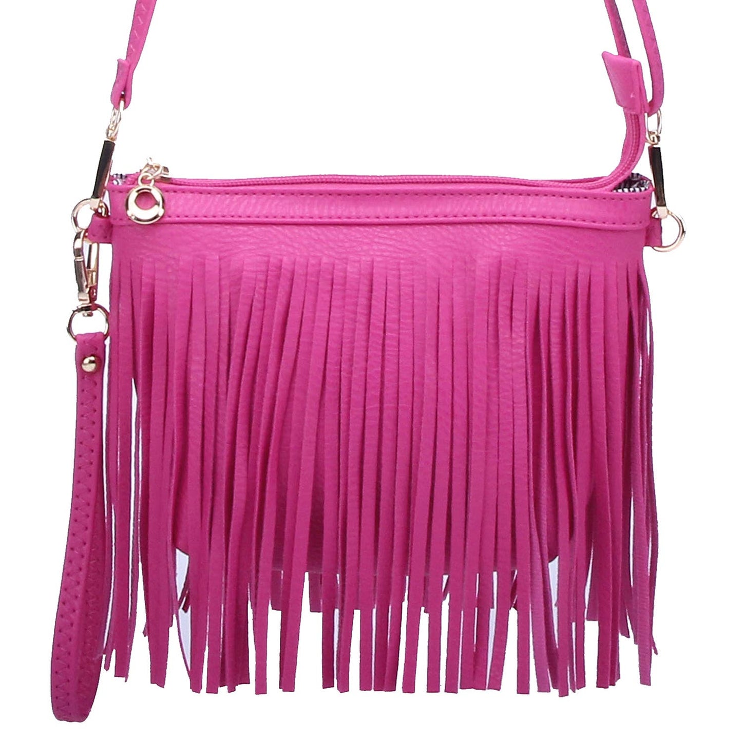 CROSSBODY FRINGE BAG: Fuchsia