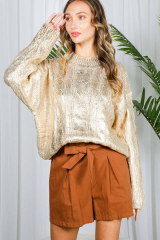 Annie Metallic Sweater: Silver