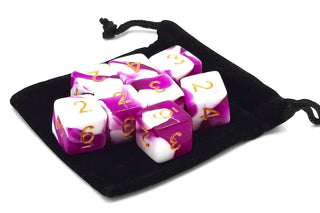 D6 8-Piece Dice Set - Vorpal - Purple & White w/ Gold