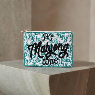 Its Mahjong Time Beaded Coin Pouch: TURQUOISE