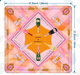 Bams & Bubbly Mahjong Mat: Champagne Collection: 33" x 33"
