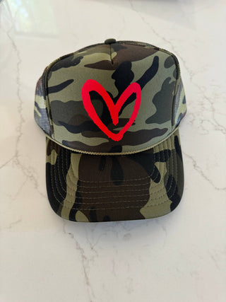 Imperfect Heart Trucker Hat - Classic Colorways: Camo/Red