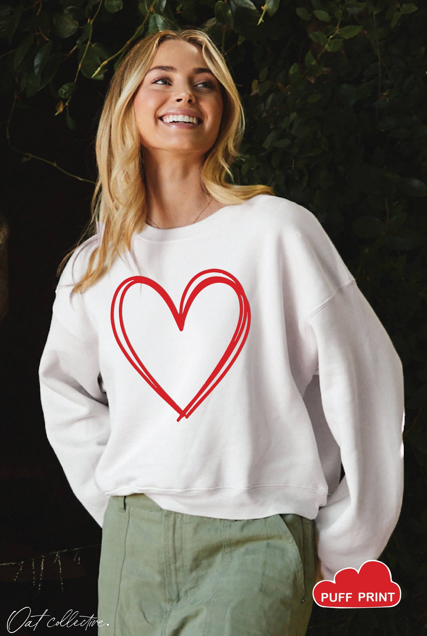 HEART PUFF Mid Graphic Sweatshirt : Black / L